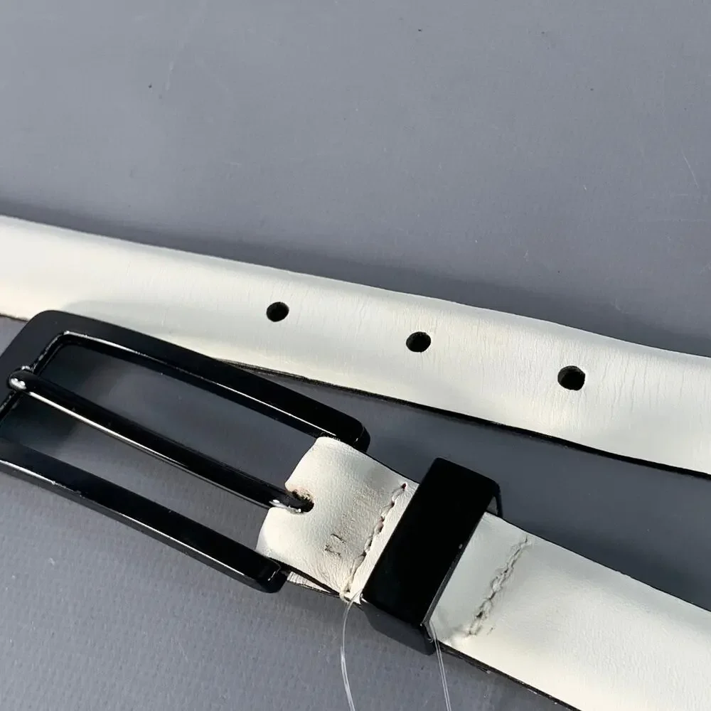 WCM NEW YORK Size M White Leather Belt